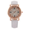 Women's Fashion Quartz Watch Alloy Case Imitation Leather Strap Round Dial Printed Logo