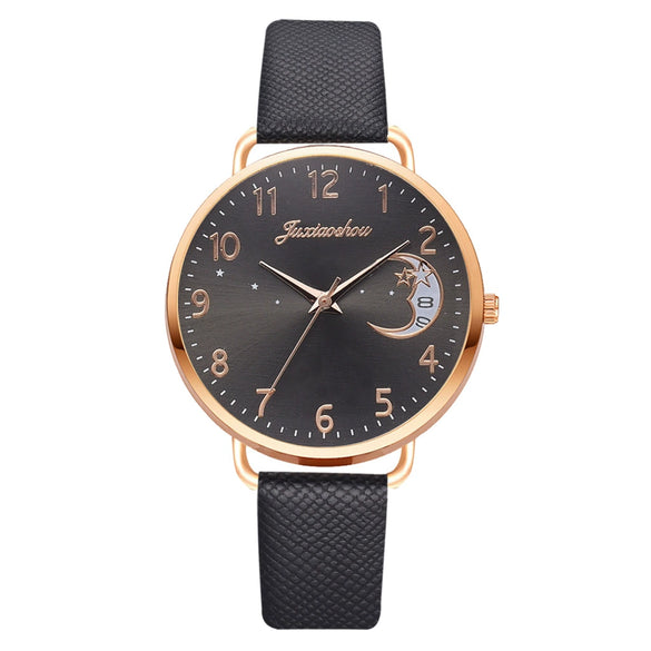 Women's Fashion Quartz Watch Set With Round Dial Alloy Case Textile Strap And Glass Mirror
