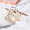 Women's Fashion Quartz Watch Set With Round Dial Alloy Case Textile Strap And Glass Mirror