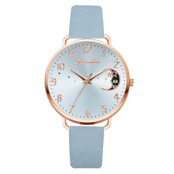 Women's Fashion Quartz Watch Set With Round Dial Alloy Case Textile Strap And Glass Mirror