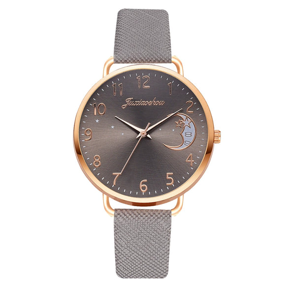Women's Fashion Quartz Watch Set With Round Dial Alloy Case Textile Strap And Glass Mirror