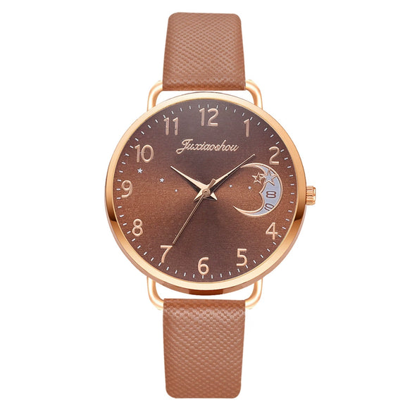Women's Fashion Quartz Watch Set With Round Dial Alloy Case Textile Strap And Glass Mirror