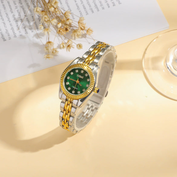Women's Fashion Quartz Watch With Alloy Case And Strap Round Dial And Star Roman Face Design