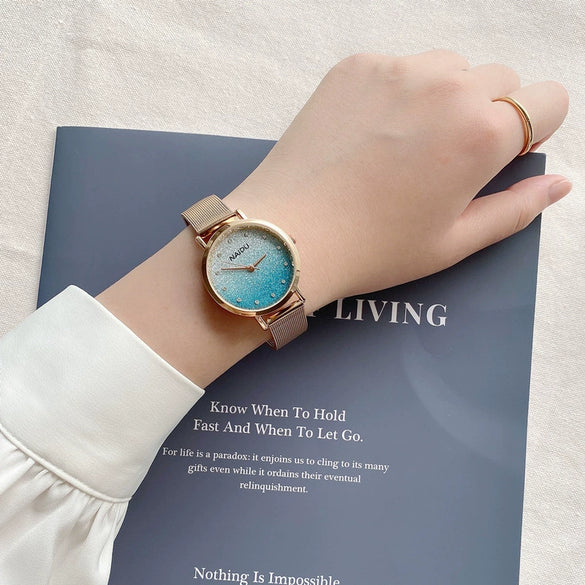 Women's Fashion Quartz Watch With Alloy Case Gradient Star Design