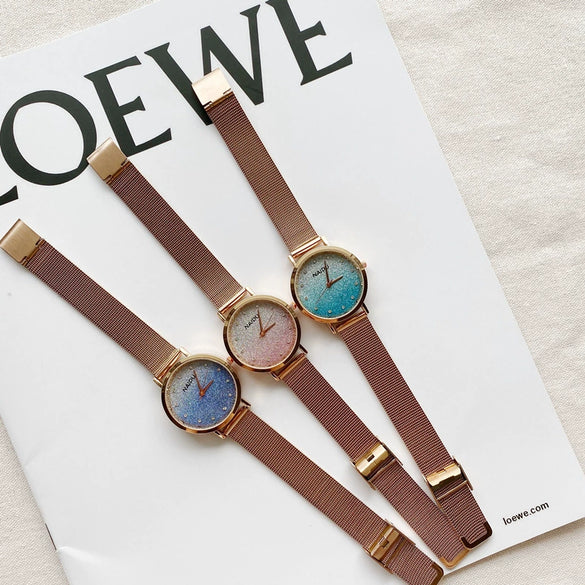Women's Fashion Quartz Watch With Alloy Case Gradient Star Design