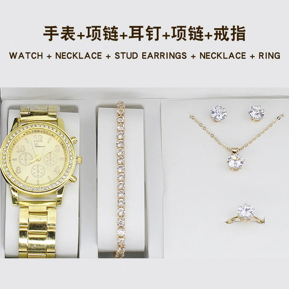Women's Fashion Quartz Watch With Alloy Case Imitation Leather Strap And Stainless Steel Clasp Round Dial