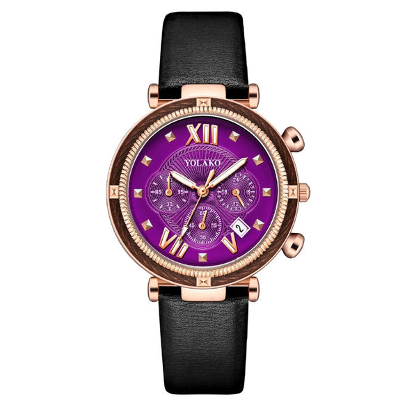 Women's Fashion Quartz Watch With Alloy Case Leather Strap Stainless Steel Buckle And Mineral Reinforced Mirror Round Dial