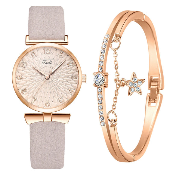 Women's Fashion Quartz Watch With Round Dial Alloy Case Textile Strap And Ordinary Glass Mirror
