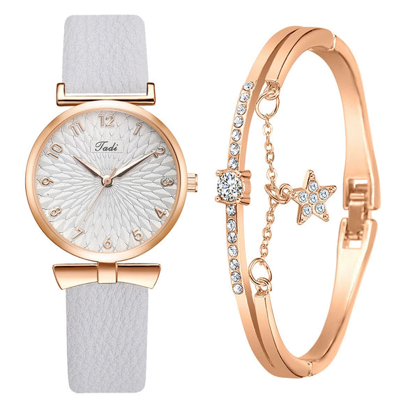 Women's Fashion Quartz Watch With Round Dial Alloy Case Textile Strap And Ordinary Glass Mirror