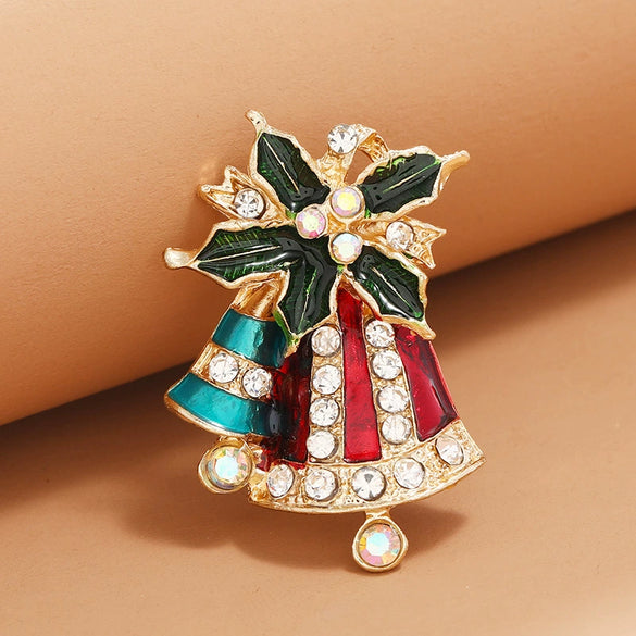 Women's Fashion Retro Alloy Christmas Ornament Bell Brooch