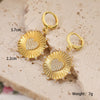 Women's Fashion Retro Copper Micropaved Sunflower Heart Round Pendant Necklace Earrings Set