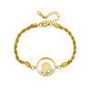 Women's Fashion Retro Creative Round Eye Twist Chain Goldplated Stainless Steel Bracelet