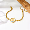 Women's Fashion Retro Creative Round Eye Twist Chain Goldplated Stainless Steel Bracelet