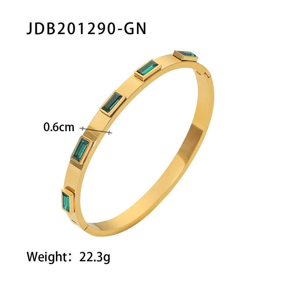 Women's Fashion Retro Stainless Steel Zircon Bracelet With Geometric Design