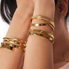 Women's Fashion Retro Stainless Steel Zircon Bracelet With Geometric Design