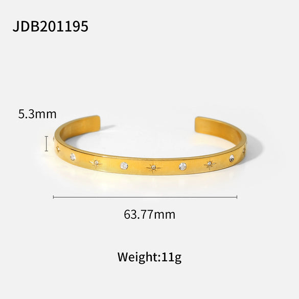 Women's Fashion Retro Stainless Steel Zircon Bracelet With Geometric Design
