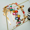 Women's Fashion Rhinestone Hair Band Baroque Style Gold Cross Shaped Headband With Colorful Diamond Inlay Hair Accessory
