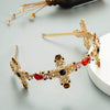 Women's Fashion Rhinestone Hair Band Baroque Style Gold Cross Shaped Headband With Colorful Diamond Inlay Hair Accessory