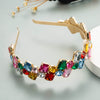 Women's Fashion Rhinestone Hair Band Baroque Style Gold Cross Shaped Headband With Colorful Diamond Inlay Hair Accessory