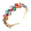 Women's Fashion Rhinestone Hair Band Baroque Style Gold Cross Shaped Headband With Colorful Diamond Inlay Hair Accessory