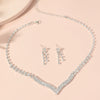 Women's Fashion Rhinestone Tassel Jewelry Set Simple Elegant Geometric Necklace And Earrings With Water Wave Chain