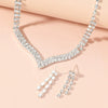 Women's Fashion Rhinestone Tassel Jewelry Set Simple Elegant Geometric Necklace And Earrings With Water Wave Chain