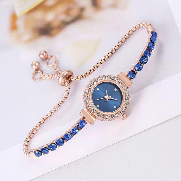 Women's Fashion Rhinestone Thin Strap Leather And Stainless Steel Quartz Watch With Rectangular Dial
