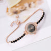 Women's Fashion Rhinestone Thin Strap Leather And Stainless Steel Quartz Watch With Rectangular Dial