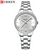 Women's Fashion Rhinestone Watch Stainless Steel Band Round Dial Quartz Watch
