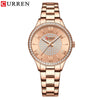 Women's Fashion Rhinestone Watch Stainless Steel Band Round Dial Quartz Watch