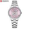 Women's Fashion Rhinestone Watch Stainless Steel Band Round Dial Quartz Watch