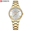 Women's Fashion Rhinestone Watch Stainless Steel Band Round Dial Quartz Watch