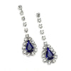 Women's Fashion Rhinestone Water Drop Pendant Necklace And Earrings Set With Water Wave Chain Elegant Claw Set Jewelry