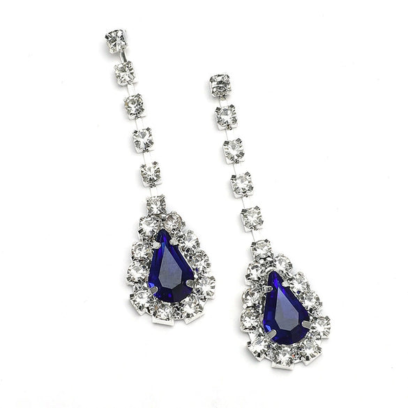 Women's Fashion Rhinestone Water Drop Pendant Necklace And Earrings Set With Water Wave Chain Elegant Claw Set Jewelry