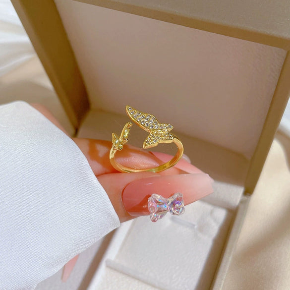 Women's Fashion Ring Brass Material With Crown Pattern And Real Gold Electroplating