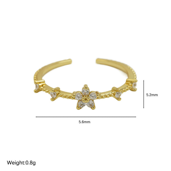 Women's Fashion Ring Copper Zirconium December Birthstone Flower Shape Electroplating