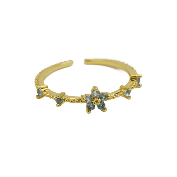Women's Fashion Ring Copper Zirconium December Birthstone Flower Shape Electroplating
