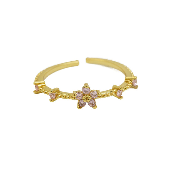 Women's Fashion Ring Copper Zirconium December Birthstone Flower Shape Electroplating
