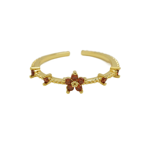 Women's Fashion Ring Copper Zirconium December Birthstone Flower Shape Electroplating