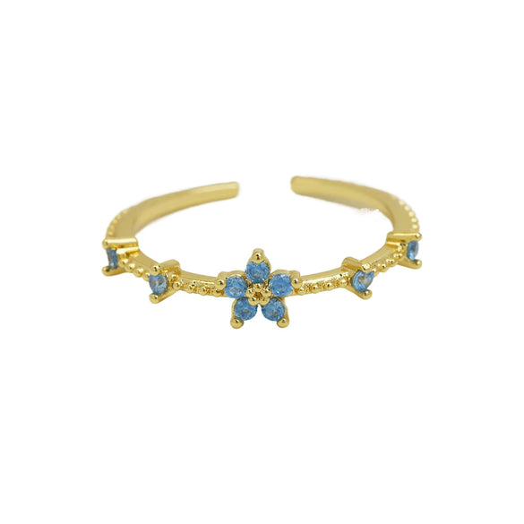 Women's Fashion Ring Copper Zirconium December Birthstone Flower Shape Electroplating