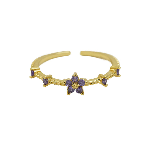 Women's Fashion Ring Copper Zirconium December Birthstone Flower Shape Electroplating