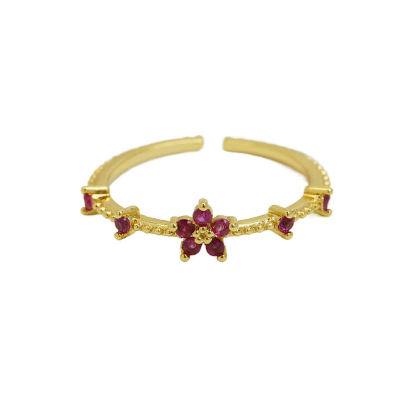 Women's Fashion Ring Copper Zirconium December Birthstone Flower Shape Electroplating