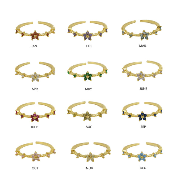 Women's Fashion Ring Copper Zirconium December Birthstone Flower Shape Electroplating