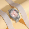 Women's Fashion Roman Diamondencrusted Watch With Calendar Alloy Case And Strap Round Dial