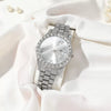 Women's Fashion Roman Diamondencrusted Watch With Calendar Alloy Case And Strap Round Dial