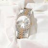 Women's Fashion Roman Diamondencrusted Watch With Calendar Alloy Case And Strap Round Dial