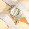 Women's Fashion Roman Diamondencrusted Watch With Calendar Alloy Case And Strap Round Dial