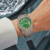 Women's Fashion Roman Diamondencrusted Watch With Calendar Alloy Case And Strap Round Dial