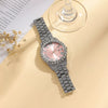 Women's Fashion Roman Diamondencrusted Watch With Calendar Alloy Case And Strap Round Dial