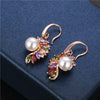 Women's Fashion Rose Gold Plated Copper Star Earrings With Colorful Zircon And Pearl Electroplated Statement Jewelry
